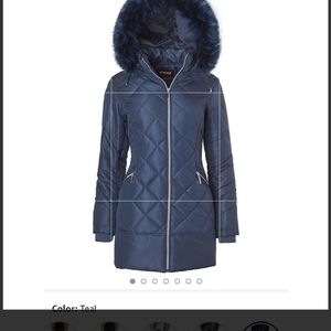 Long down wintet puffer coat S, color Teal